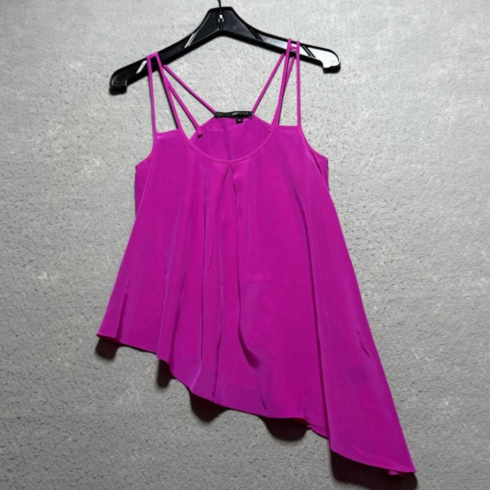 Jay Godfrey Camisole Tank Top 0 Vibrant Magenta Pink Asymmetric High-Low Flowy